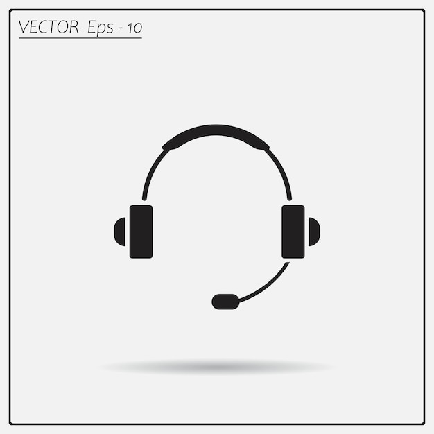 Símbolo de auriculares Ilustración vectorial sobre un fondo claro Eps 10