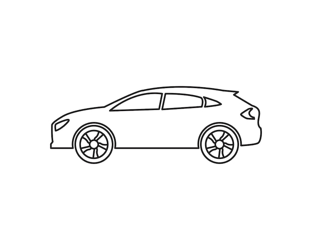 Símbolo de automóvil Ilustración vectorial plana Concepto de silueta de automóvil Transporte de carreras deportivas