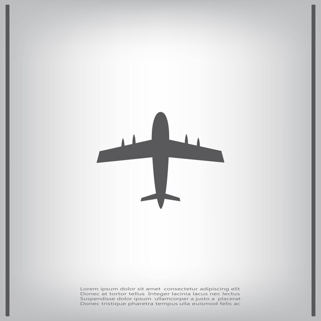 Símbolo de avión Ilustración vectorial sobre fondo gris Eps 10