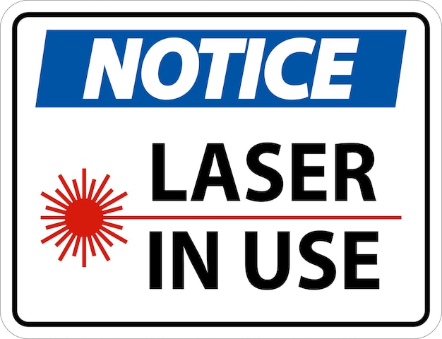 Símbolo de aviso de láser en uso en fondo blanco