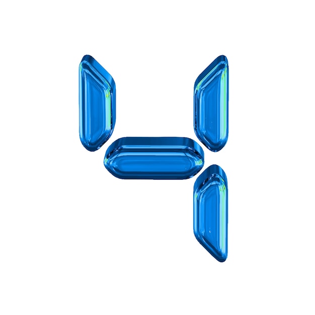 Símbolo azul hecho como texto digital número 4
