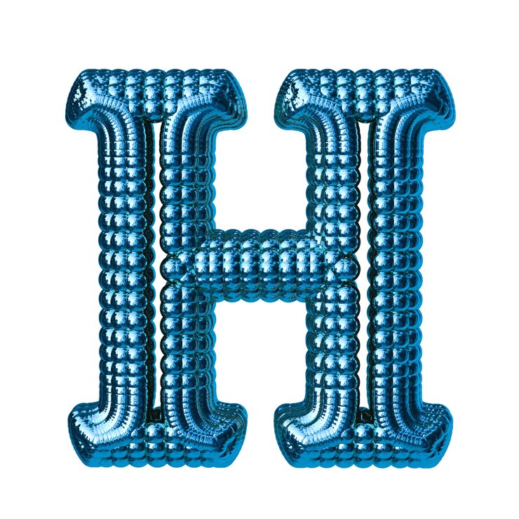 Vector símbolo azul hecho de esferas letra h