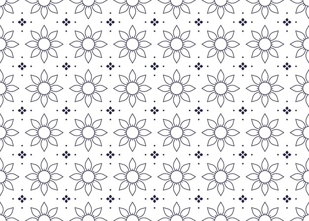 símbolo azul oscuro floral en fondo blanco tela étnica diseño de patrón sin costuras para tela, etc.