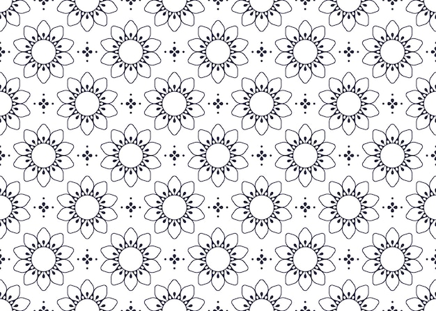 Símbolo azul oscuro floral sobre fondo blanco tela étnica diseño de patrón sin costuras para tela, etc.