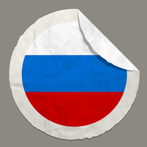 Vector símbolo de la bandera de rusia en una etiqueta de papel