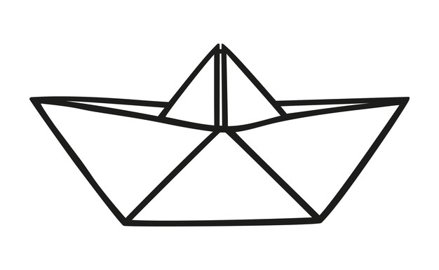 Símbolo de barco de papel con contorno marítimo de estilo simple icono de silueta
