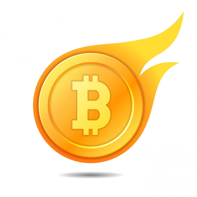 Vector símbolo de bitcoin llameante, icono