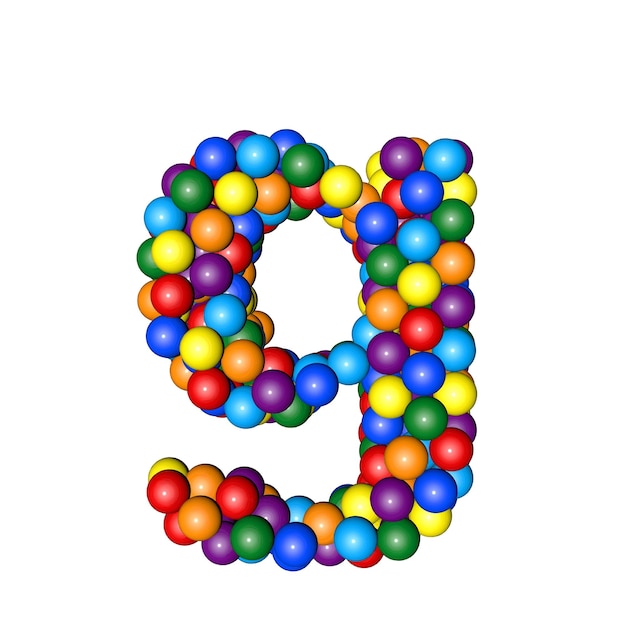 Símbolo de bolas de colores del arco iris letra g