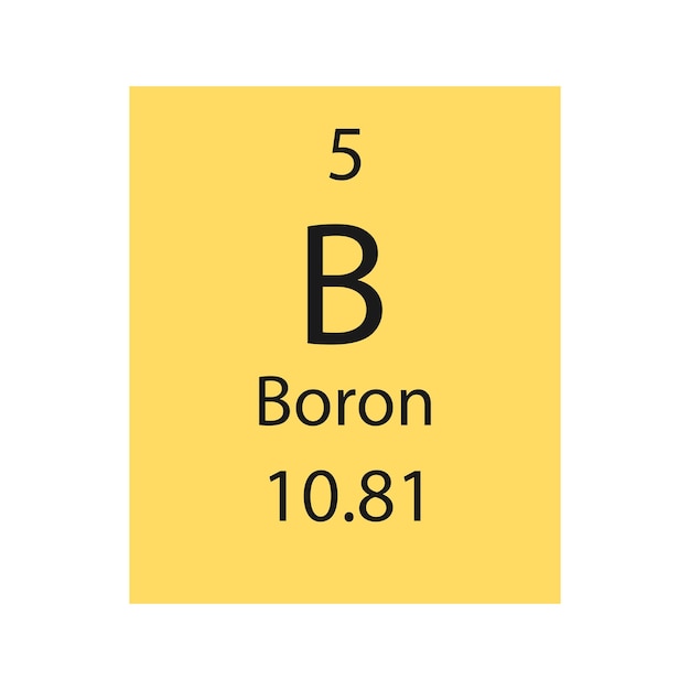Símbolo de boro Elemento químico de la tabla periódica Ilustración vectorial