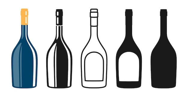Símbolo de botella de vino diseño silueta icono sello grabado bebidas alcohólicas champán espumoso