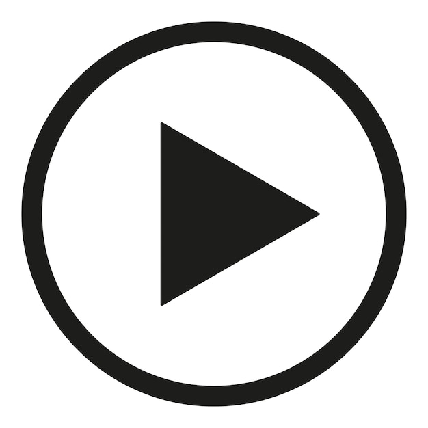Símbolo de botón de reproducción negro dentro del vector de acciones del círculo