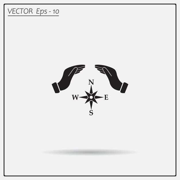 Símbolo de la brújula Ilustración vectorial sobre un fondo claro Eps 10
