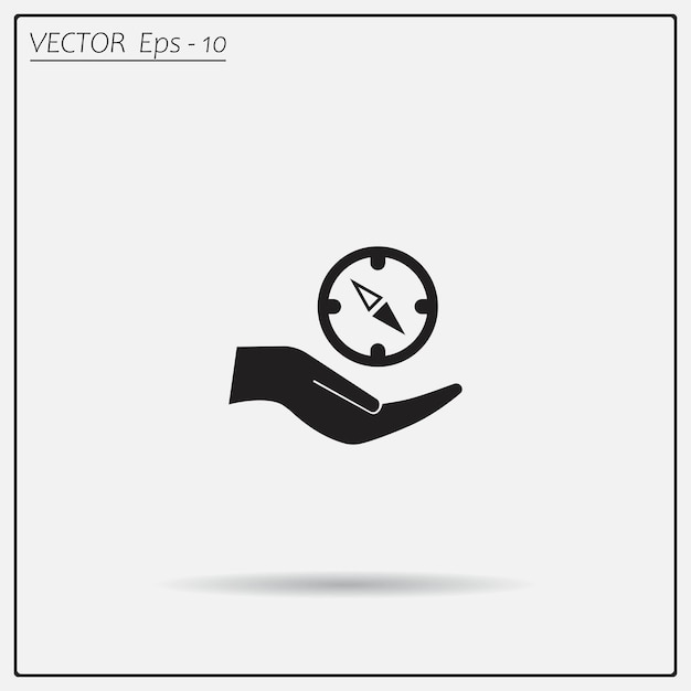 Símbolo de la brújula Ilustración vectorial sobre un fondo claro Eps 10
