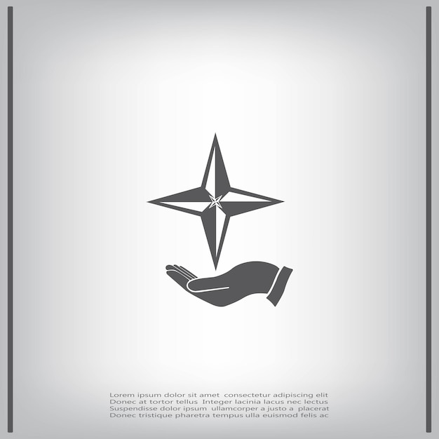 Símbolo de brújula de rosas de viento ilustración vectorial sobre fondo gris Eps 10