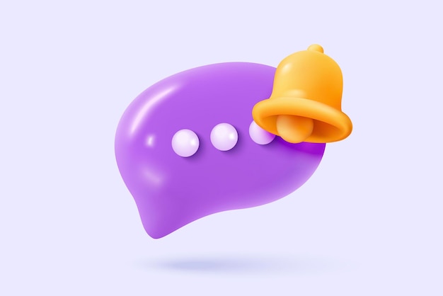 Símbolo de burbujas de habla en 3D en las redes sociales aislado con notificación mención de hilo de comentarios o signo de respuesta del usuario en las medios sociales icono vectorial de burbullas de voz en 3D con ilustración de renderización de sombras