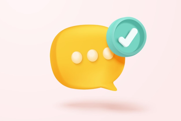 Símbolo de burbujas de habla 3D en redes sociales icono aislado en fondo pastel mención de hilo de comentarios o señal de respuesta del usuario con redes sociales icono de burbujas de habla 3D vector con ilustración de representación de sombras