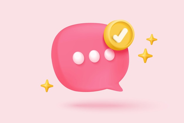 Símbolo de burbujas de habla 3D en las redes sociales icono aislado en fondo pastel mención de hilo de comentarios o signo de respuesta del usuario con redes sociales icona de burbuja de habla 3d vector con ilustración de renderización de sombra