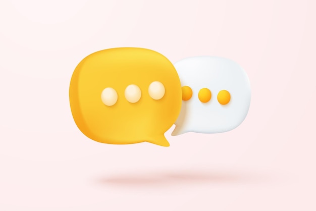 Símbolo de burbujas de voz 3D en el icono de las redes sociales aislado en fondo pastel Mención de hilo de comentarios o signo de respuesta del usuario con vector de icono de burbujas de voz 3d de las redes sociales con ilustración de representación de sombra