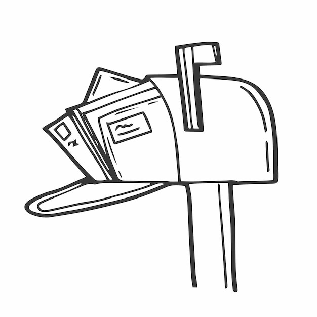 símbolo de buzón de correo estilo plano Línea arte Vector ilustración icono aislado sobre fondo blanco