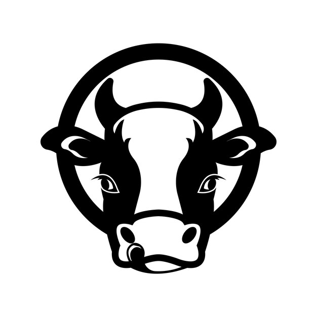 El símbolo de la cabeza de la vaca, el logotipo, el icono, el diseño, la plantilla de ilustración vectorial.