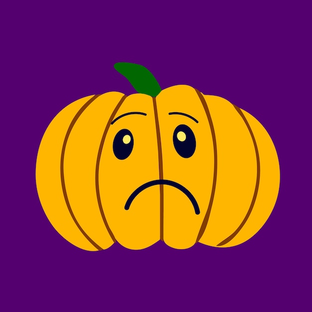 Vector símbolo de calabaza de carácter triste del halloween