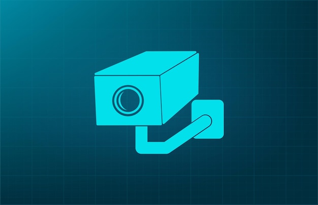 Símbolo de la cámara de vigilancia Ilustración vectorial sobre fondo azul Eps 10