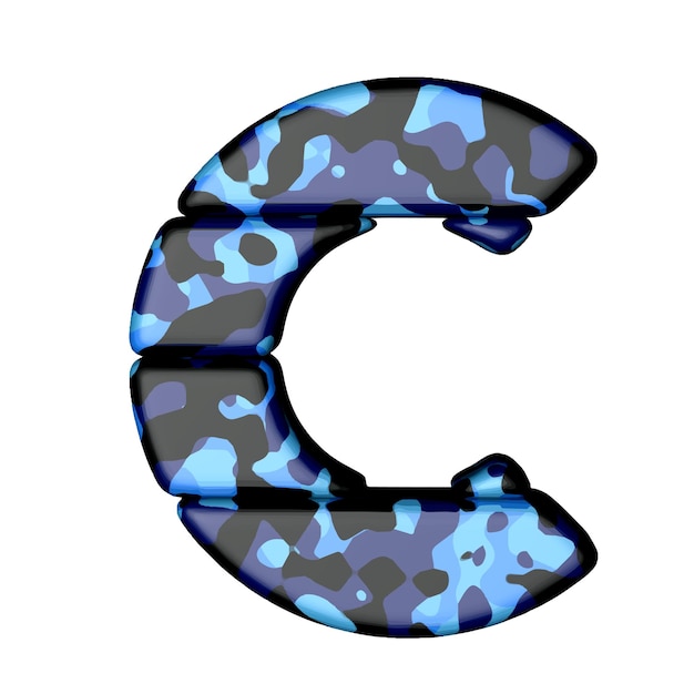 Vector símbolo en camuflaje azul letra c