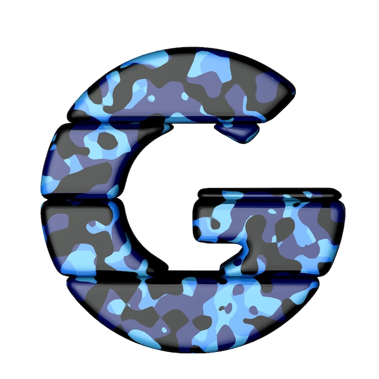 Vector símbolo en camuflaje azul letra g