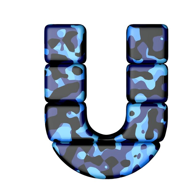 Símbolo en camuflaje azul letra u