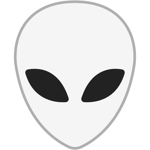 Símbolo de cara o cabeza alienígena extraterrestre icono vectorial plano
