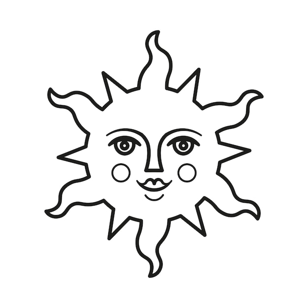 Símbolo de la cara del sol Ilustración vectorial Ilustración vectorial aislada sobre fondo blanco Elemento para el diseño del logotipo del tatuaje Símbolos esotéricos