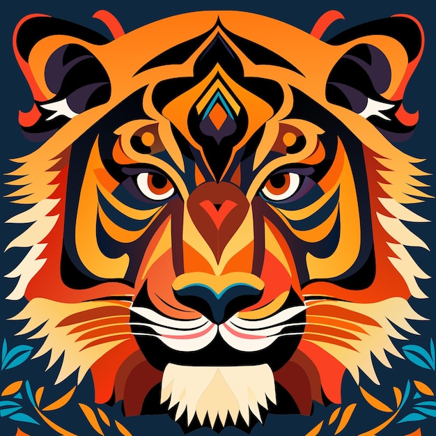 Vector símbolo de cara de tigre tribal