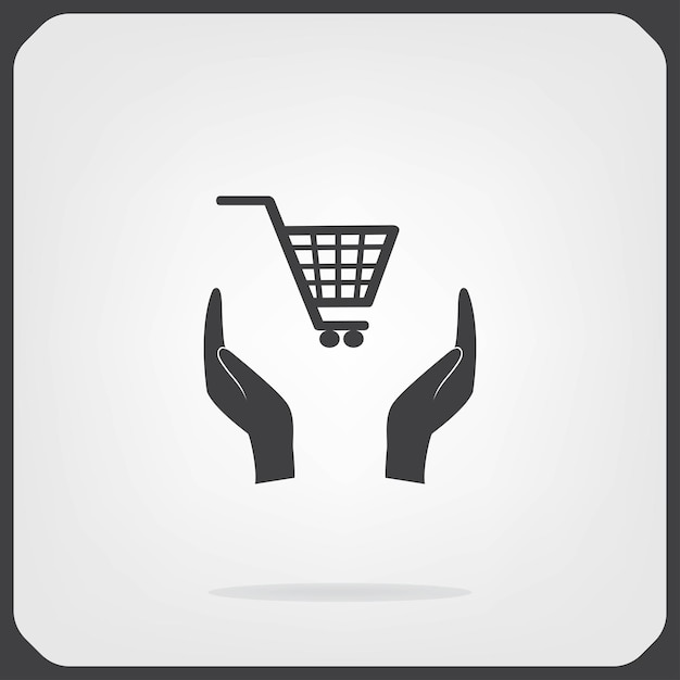 Símbolo del carrito de compras Ilustración vectorial en fondo gris Eps 10
