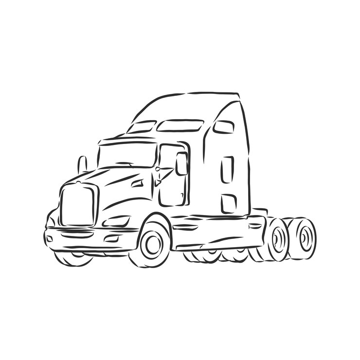 Vector símbolo de carro, bosquejo de líneas simples. ilustración de dibujo de vector de camión