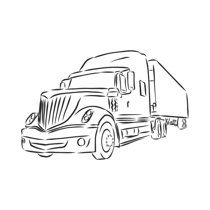 Vector símbolo de carro, bosquejo de líneas simples. ilustración de dibujo de vector de camión