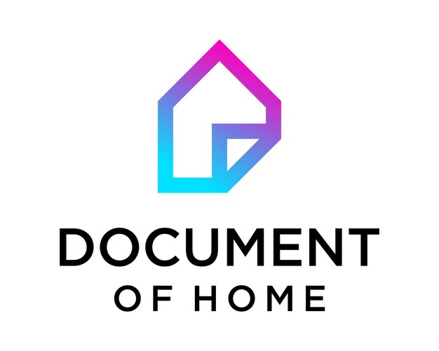 Símbolo de casa de bienes raíces y diseño de logotipo de papel de documento