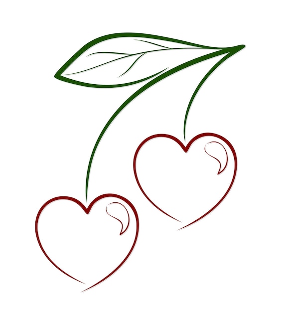 El símbolo de una cereza roja con corazón