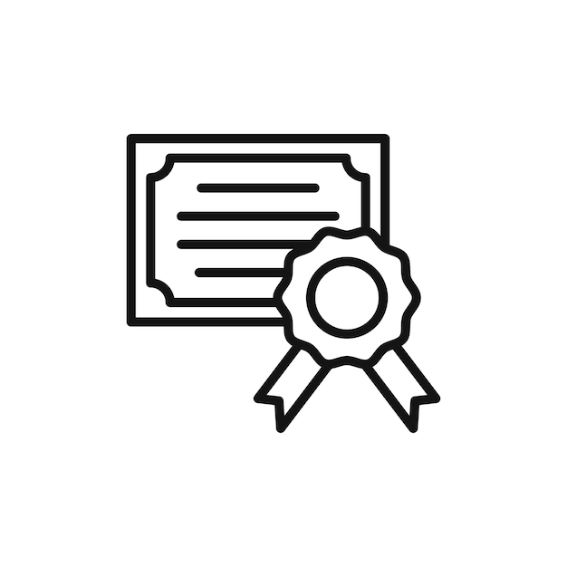 Símbolo del certificado en fondo blanco