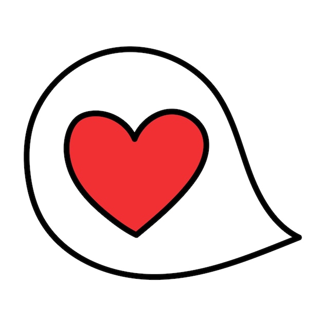 Símbolo de chat con corazón. Corazón en el icono de la burbuja del habla. ilustración vectorial