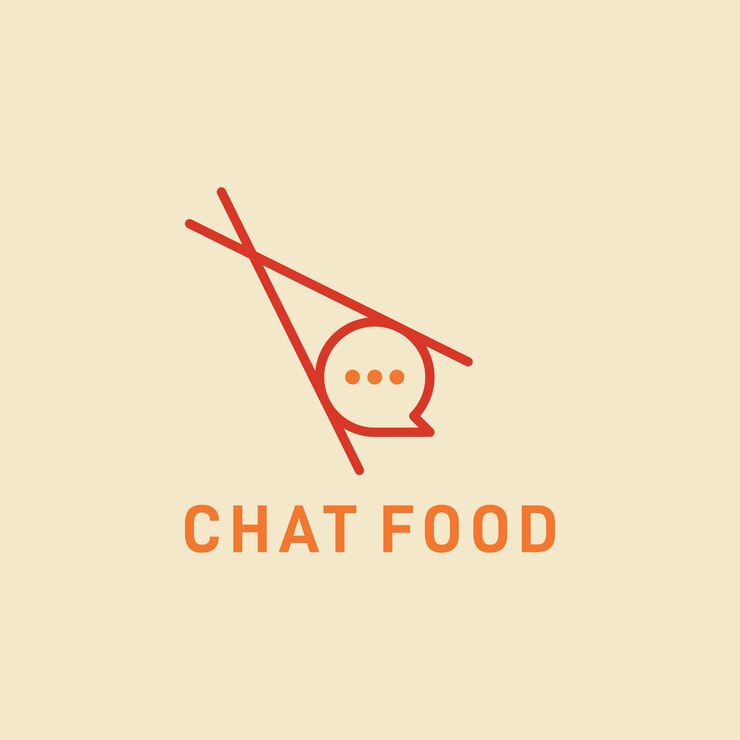 símbolo de chat y diseño de logotipo de palillos