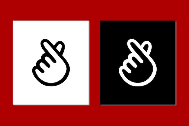 Símbolo chino y japonés coreano Dedo del corazón de la mano en diseño de logotipo de icono de vector de estilo de línea mono