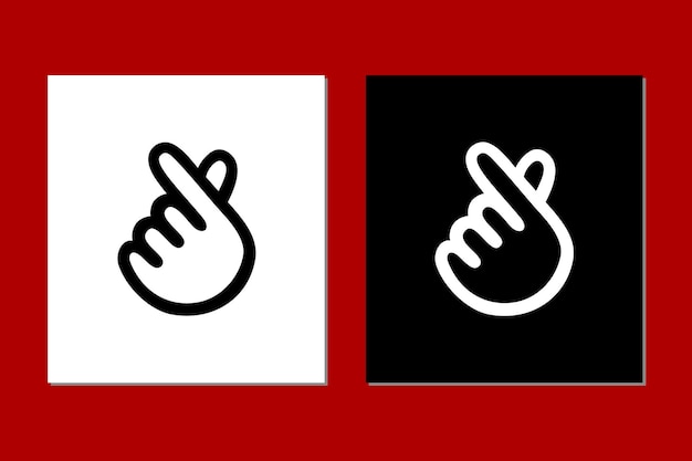 Símbolo chino y japonés coreano dedo del corazón de la mano en diseño de logotipo de icono de vector de estilo de línea mono