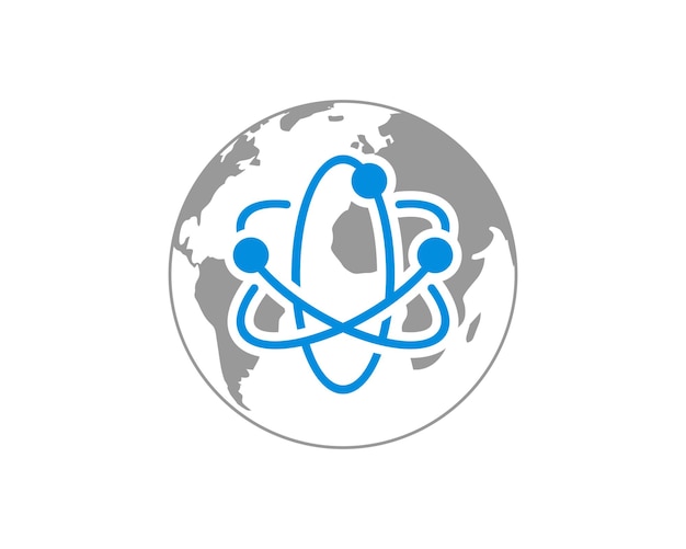 Símbolo de ciencia con mapa del mundo detrás