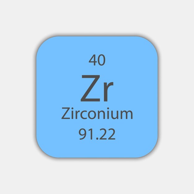 Símbolo de circonio Elemento químico de la tabla periódica Ilustración vectorial