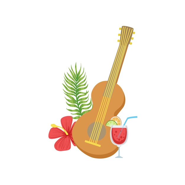 Vector símbolo clásico de vacaciones hawaianas de guitarra