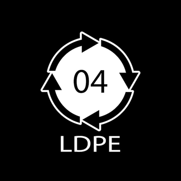 Símbolo de código de reciclaje LDPE 04 Vector de reciclaje de plástico Señal de polietileno de baja densidad