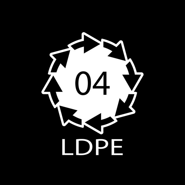 Símbolo de código de reciclaje LDPE 04 Vector de reciclaje de plástico Señal de polietileno de baja densidad