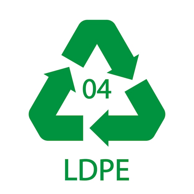 Símbolo de código de reciclaje LDPE 04 Vector de reciclaje de plástico Señal de polietileno de baja densidad