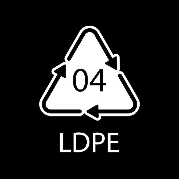Símbolo de código de reciclaje LDPE 04 Vector de reciclaje de plástico Señal de polietileno de baja densidad