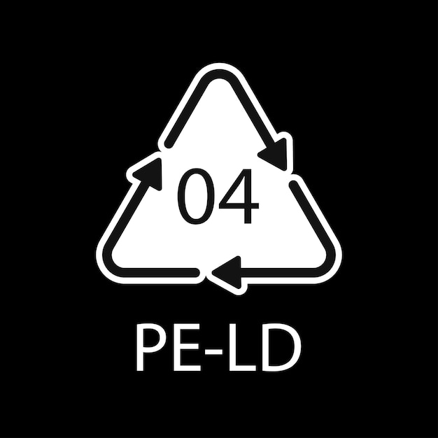 Símbolo de código de reciclaje PELD 04 Vector de reciclaje de plástico Señal de polietileno de baja densidad